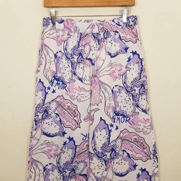 LAS SUREÑAS Amor Linen Blend Pull-On Purple Pants Size XL - Picture 2 of 7